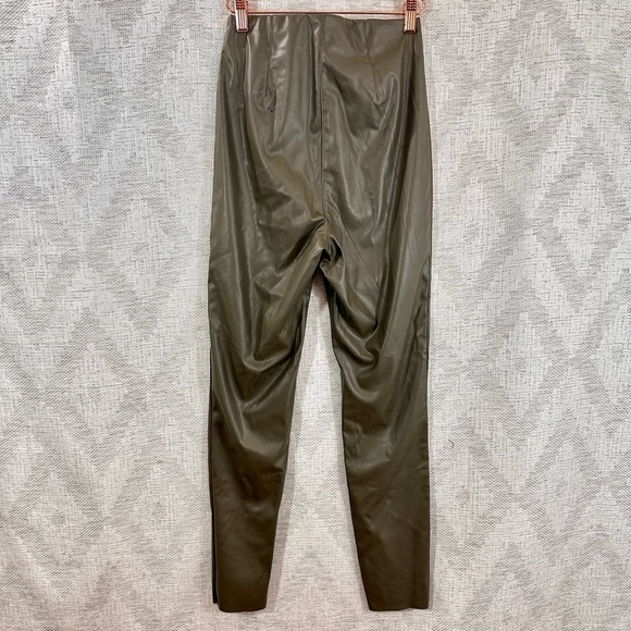 H&M blogger favorite dark green high waisted faux leather leggings size 4 - Picture 6 of 6